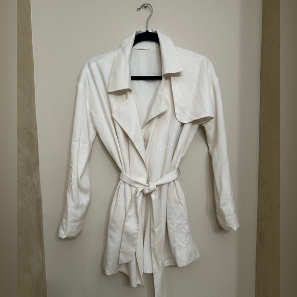 Allsaints coat. White. Size 2. Tie waist. - Picture 1 of 6